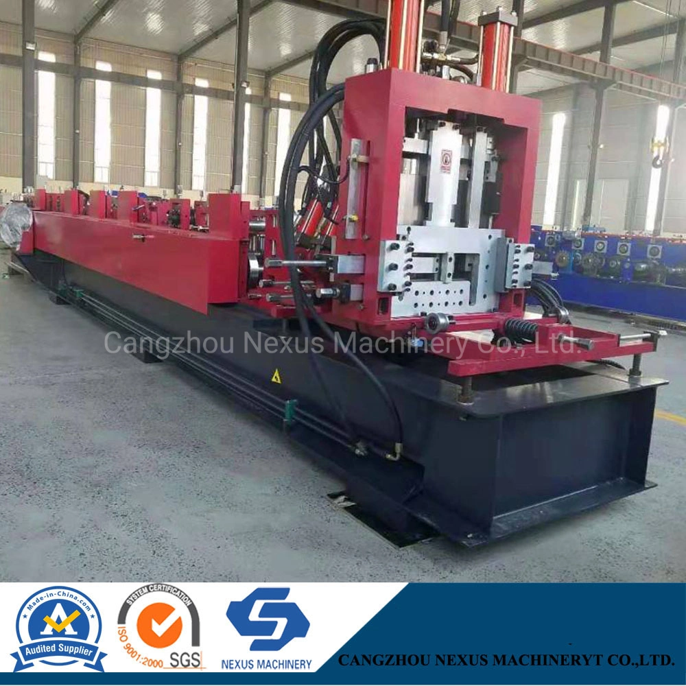 Cuz Interchange Steel Channel Purlin Cold Roll Forming Machine Metal C Z Purline Roll Former Machinery with Post-Cutting System